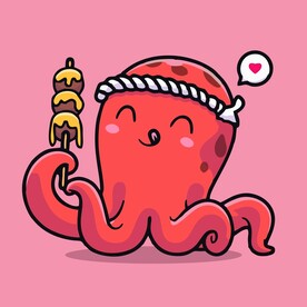 可爱炸鱼丸矢量卡通插画