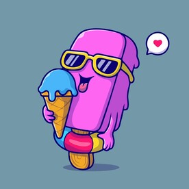 可爱冰激凌小人矢量卡通插画