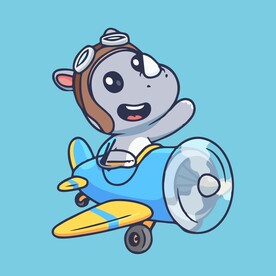 可爱小狗飞行员矢量卡通画