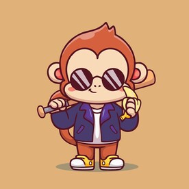 可爱小猴矢量卡通插画