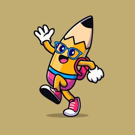 可爱笔头人矢量卡通画儿童插画