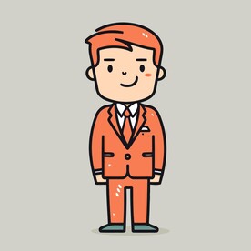 可爱西服男矢量卡通插画