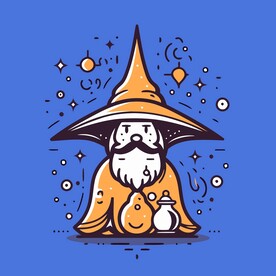 可爱大帽子巫师矢量卡通插画