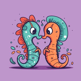 可爱海马矢量卡通插画