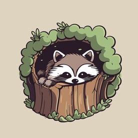 可爱小浣熊矢量卡通插画