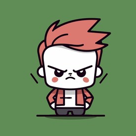 可爱愤怒的男孩矢量卡通插画