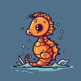 可爱海马矢量卡通画儿童插画