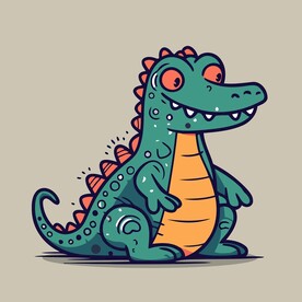 可爱鳄鱼矢量卡通画儿童插画