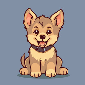 可爱小狗矢量卡通画儿童插画