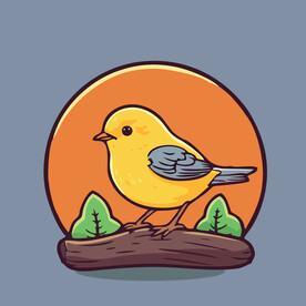 可爱小黄鸟矢量卡通画儿童插画