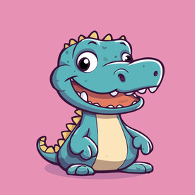 可爱鳄鱼矢量卡通画儿童插画