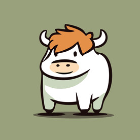 可爱小牛矢量卡通画儿童插画