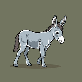 可爱毛驴矢量卡通画儿童插画