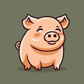 可爱小猪矢量卡通画儿童插画