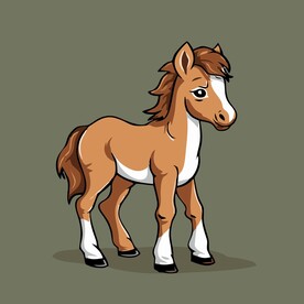 可爱小马矢量卡通画儿童插画