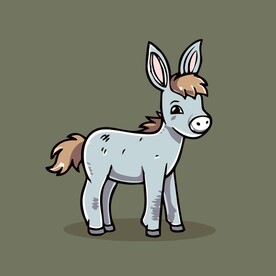 可爱小毛驴矢量卡通画儿童插画