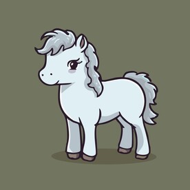 可爱小马矢量卡通画儿童插画