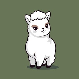 可爱羊驼矢量卡通画儿童插画