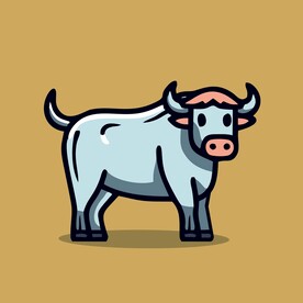 可爱小牛矢量卡通画儿童插画