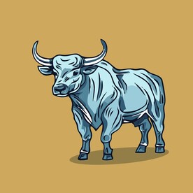 可爱小牛矢量卡通画儿童插画