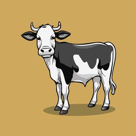 可爱小牛矢量卡通画儿童插画