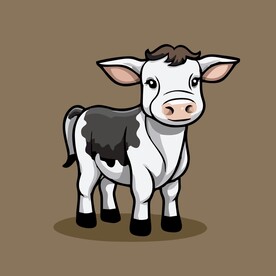 可爱小牛矢量卡通画儿童插画