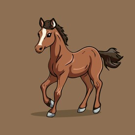 可爱小马矢量卡通画儿童插画