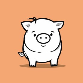 可爱小猪矢量卡通画儿童插画