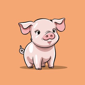 可爱小猪矢量卡通画儿童插画