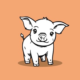 可爱小猪矢量卡通画儿童插画