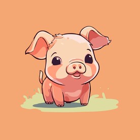 可爱小猪矢量卡通画儿童插画