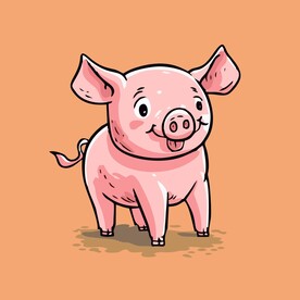 可爱小猪矢量卡通画儿童插画