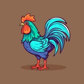 可爱公鸡矢量卡通画儿童插画