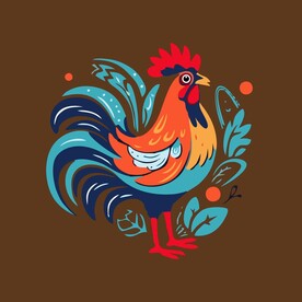 可爱公鸡矢量卡通画儿童插画