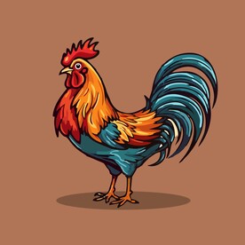 可爱公鸡矢量卡通画儿童插画