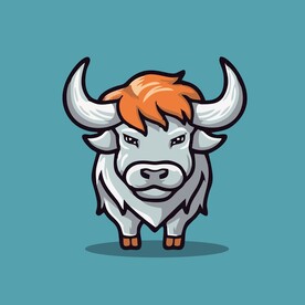 可爱公牛矢量卡通画儿童插画