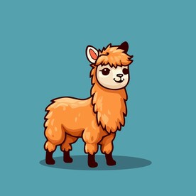 可爱羊驼矢量卡通画儿童插画