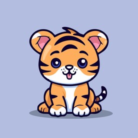 可爱老虎矢量卡通画儿童插画图片