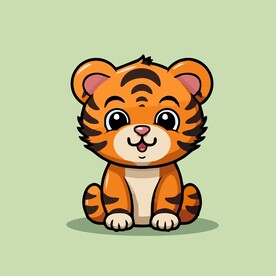 可爱老虎矢量卡通画儿童插画图片