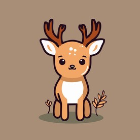 可爱小鹿矢量卡通画儿童插画图片