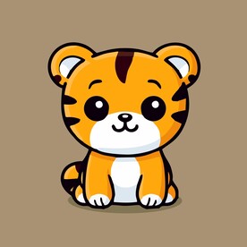 可爱老虎矢量卡通画儿童插画图片