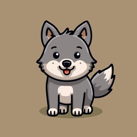 可爱小狼矢量卡通画儿童插画图片