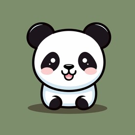 可爱熊猫矢量卡通画儿童插画图片