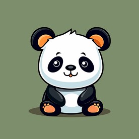 可爱熊猫矢量卡通画儿童插画图片