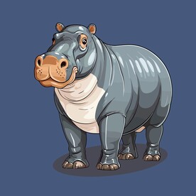 可爱河马矢量卡通画儿童插画图片