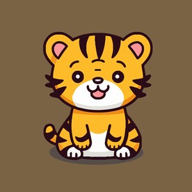 可爱老虎矢量卡通画儿童插画图片