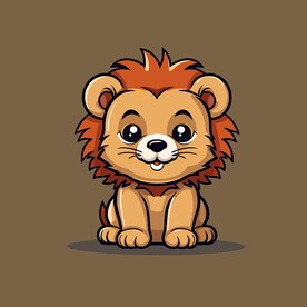 可爱狮子矢量卡通画儿童插画图片