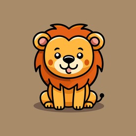 可爱狮子矢量卡通画儿童插画图片