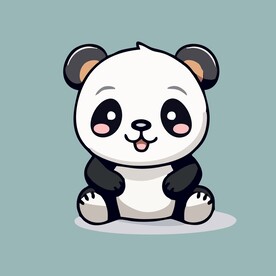 可爱熊猫矢量卡通画儿童插画图片