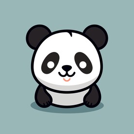 可爱熊猫矢量卡通画儿童插画图片